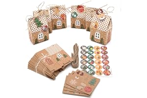 OLILLY Calendario de Adviento modelo 1 – Pack de 24 casas de cartón para esperar a Navidad – Para hacer en familia …