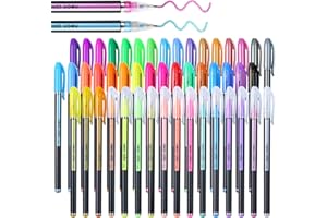 joyoldelf Boligrafos de Gel Purpurina - 48 Bolis de Colores Infantil Adulto, Material Escolar y Papeleria Bonitos, Incluye Rotuladores Purpurina, MetáLico, Neón y CláSicos Para Colorear, Dibujar