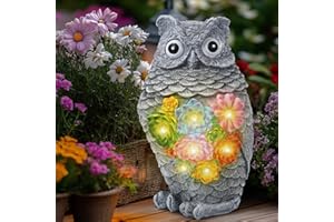 Cuteefun Búho Solar Jardín Estatua Ornamento al Aire Libre, Figuras de Animales de Jardín con Luz Solar, Resistente a la Intemperie Durable para Yard Lawn, Regalos de Cumpleaños para Mujeres