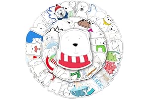 AFFOTO Eisbär Aufkleber für Laptop (50 PCS), Geschenk für Kinder Jugendliche Erwachsene Jungen,Wasserdicht Vinyl Aufkleber für Scrapbook,Skateboard,Auto,Gepäck Polar Bear Stickers