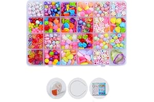 CHSG Niños Bricolaje Conjunto De Cuentas Set De Perlas, Para La Fabricación De Joyas, Pueden Crear Pulseras, Collares Y Anillos De Amistad, El Regalo De Cumpleaños Y Fiesta Ideal