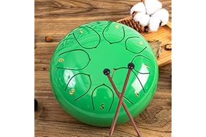 MZSX Steel Tongue Drum, 6 inches 8 Tone, Steel Tongue Drum for Kids Adult, Tone Hand Pan Percussion Musical Instrument Steel Drum Set, Hand Pan Drum with Pocket, and mallets for Meditation Yoga(Green)
