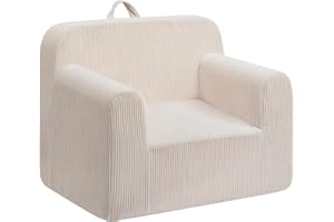 BEJOY Krzesło dziecięce, bardzo miękka, przytulna sofa z pianki, pojedyncze siedzenie, dla chłopców i dziewczynek, beżowe