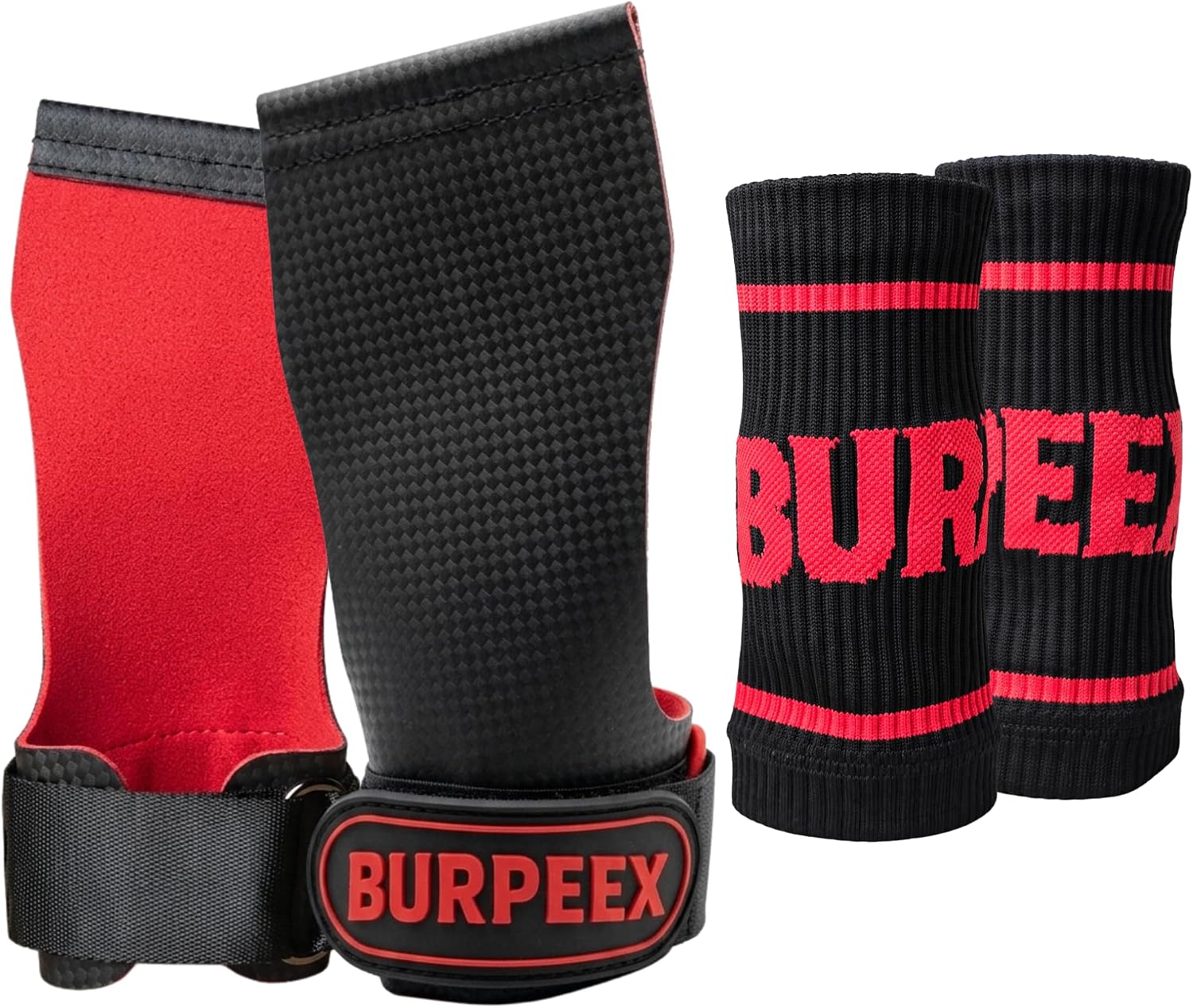 BURPEEX - Calleras Crossfit con Muñequeras y Bolsa de Transporte – Agarre Antideslizante y Protección de Manos para Dominadas, Halterofilia, Calistenia y WOD Intensos
