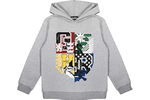 Popgear Girl's Harry Potter Hogwarts House Crests Pullover Hoodie Heather Grey Fashion