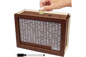 MECCTUCK Hucha Madera,Caja de Ahorro,Huchas Originales para Adultos,Caja para Ahorrar Dinero,Caja Ahorro con Objetivo y Bolígrafos,hilft Kindern und Erwachsene Die Gewohnheit Zum Sparen zu Ententwickelt