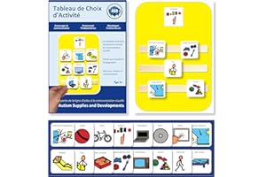 AUTISM SUPPLIES AND DEVELOPMENTS Tableau de Choix d’Activités Non Verbal -16 Pictogrammes Autisme - Emploi du Temps/Rituel Enfant - Maternelle, TSA/TDAH Outil