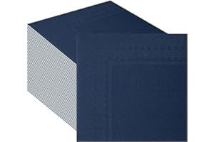 CEILIWEN 60PCS Navy Blue Paper Napkins 33 x 33cm, Cocktail Napkins, Solid Color Paper Serviettes for Birthday Graduation Retirement Farewell Party Table Decorations (Navy Blue)