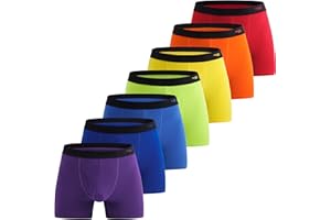 INNERSY Mens Boxer Shorts Cotton Open Fly Underwear Trunks Multipack Rainbow Sports Briefs Pack of 7