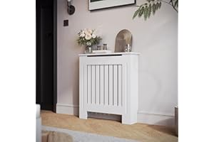 SIRHONA - Cubierta radiador, mamparo vertical, MDF lacado blanco, 78 x 19 x 81,5 cm, se puede colocar decoraciones, adecuadas para el salón, el dormitorio, el pasillo