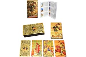 YIMINGOUFEI Gold Foil English Waite Tarot 78 Pieces with Instructions, Waterproof PET Design, Medieval Style