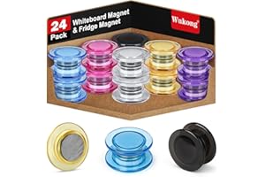 Wukong Magnesy na tablicę magnetyczną, 24 sztuki, 6 kolorów, mocne magnesy na lodówkę, do tablicy magnetycznej, szkoły, seminariów, szafek na lodówkę i zdjęć, Ø 30 mm