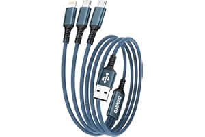 GIANAC Multi Cable de Carga [1.2M] Cargador Cable Nylon USB con Micro USB Tipo C Lightning interfaz de Carga Rápida para Samsung Galaxy,Huawei,Honor,iPhone,Kindle,MacBook,LG