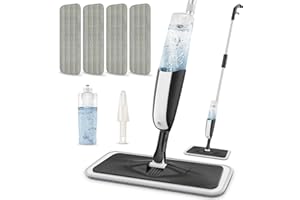 Microfiber Spray Mops for Floors Cleaning - MANGOTIME Wet Dry Dust Wood Floor Mop with Refillable Bottle & 4pcs Reusable Washable Pads for HardWood Laminate Wood Vinyl Tile Ceramic
