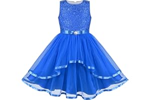 Sunny Fashion Vestido para niña Flor Azul Ceñido Boda Fiesta Dama de Honor 4-12 años