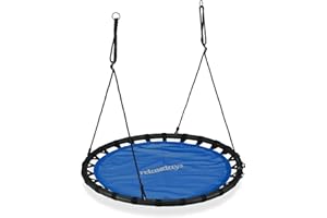 Relaxdays Balançoire nid d'oiseau acier EVA Tissu rond 120 cm à suspendre enfant adulte jardin extérieur 100 kg, Bleu