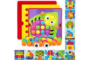 AluAbi Button Art Toys for Toddlers, Crafts & Learning Game, Color Matching Puzzle, Fine Motor Skills, Preschool Toys for Boys & Girls 3+