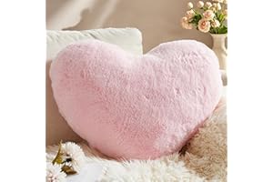 Yhoelata Cuscino Cuore, Rosa Chiaro Cuscino a Forma di Cuore, Peluche Cuore Cuscini Decorativi, Grande Cuscini per Divano, Cuscini Bambini Cuscino Letto, 37 * 47cm