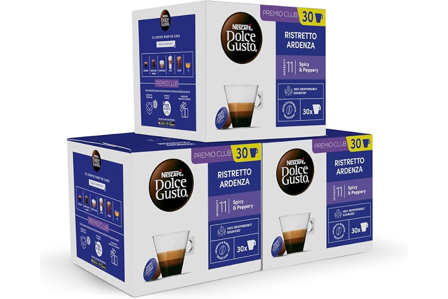 NESCAFÉ Dolce Gusto Espresso Ristretto Ardenza - Cápsulas de Café, 90 Cápsulas (3 x 30) - Intensidad 11 - Café arábica - Orig