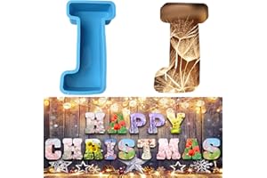 YANMUCY Moldes de silicona con alfabeto 3D moldes epoxi de letras grandes para resina de moldes de letras de fundición moldes de chocolate para cumpleaños, bodas, fiestas, Navidad, manualidades, adornos