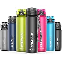 Proworks Leak-Proof Water Bottle | Fast Flow Swing Top Sports Flask ideal for Running, Cycling, Hiking | BPA-Free Tritan Plastic Drinks Bottle - 0.4 Litre (14oz) / 0.5 Litre (18oz) / 1 Litre (36oz)