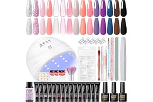 Kit Ongle Gel UV Complet, PEACECOLOR 15pcs Poly Nail Extension Gel 10ML, Lampe UV Ongles Gel, Slip Solution, Base et Top Coat Kit de Manucure pour Débutant