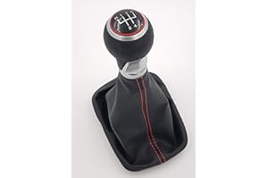 TK-ESHOP TK-2203 Schaltsack Schaltmanschette Schaltknauf 5 Gang Naht Rot