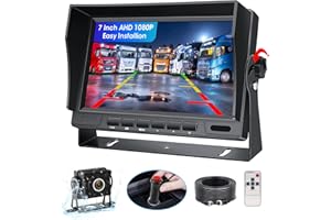 JANSITE AHD 1080P Rückfahrkamera-Set mit 7"-LCD-Monitor & 170° Weitwinkel- Rückfahrkamera, IP69 wasserdichte Rückfahrkamera Einparkhilfesystem für LKW/Anhänger/Bus/Van/Landwirtschaft/Schwertransport