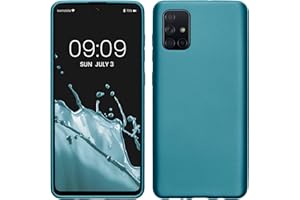kwmobile Funda para Samsung Galaxy A71 Carcasa - Case TPU y Silicona Ultrafino - Antigolpes con Bordes elevados - Apto Carga inalámbrica - Azul metálico