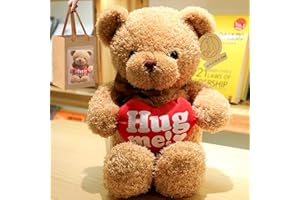 COLORS Teddy Bear Plush- cuddly soft toys - 30cm brown bear - Cute Stuffed animal in T-shirt - Lovely Gift for Kids, Girls, boys, Girlfriend for Christmas, Valentine, birthday! (Brown-Heart)