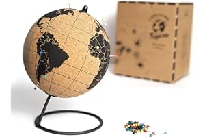 TRIPVEA® Weltkugel aus Kork 20cm - Vintage Globus kork - Dekorative Weltkarte zum Thema Reisen - Ideale Geschenk- und Deko Idee - Höhe = 20 cm