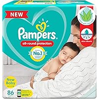 Pampers All round Protection Pants, New Born, Extra Small size baby diapers (NB,XS) 86 Count, Lotion with Aloe Vera