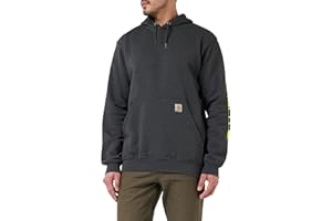 Carhartt Midweight Sleeve Logo Hooded Sweatshirt Workwear - Felpa con Cappuccio Originale Fit con Logo, Taglia S, Colore: Marrone Uomo (Pacco da 1)