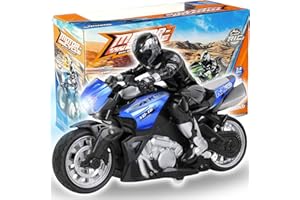 Liberty Imports 2.4G RC Remote Control Stunt Motorcycle with Riding Figure, 1:10 Scale High Speed Cross Country 360 Degree Rotation Drift Shockproof Racing Motorbike (Blue)