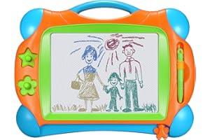 Banne Bon Magnetic Drawing Doodle Board for Kids Toddlers 14Inch Colorful Travel Size Erasable Sketching Pad Toys for Writing Painting and Learning (Multicolored)