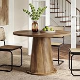 Tribesigns Small Round Dining Table for 2-4 People, 80 cm Wooden Kitchen Table with Thickened Tabletop & Sturdy Base, Mid-Cen