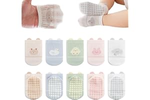 YANWANG Bebé Antideslizante Tobillo Calcetines con Agarre Algodón Transpirables para Bebés Niños Niñas 5 Par Multicolores