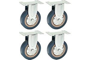Bulldog Castors - Ruote in gomma dura da 100 mm, non marcate, montaggio a piastra fissa, ruote per ruote resistenti, max 350 kg per set