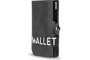 WLine Porta Carte di Credito Uomo e Donna Schermato in Pelle PU - Portafoglio Uomo Slim Rfid Compatto ed Elegante - Portatessere Uomo Tascabile (Grigio Vintage senza Zip)