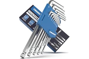 STONE REEF Innensechskantschlüssel Set 13tlg. [inkl. Kugelkopf] - Chrom 1,27-10mm, Sechskantschlüssel Handwerkzeug Set für Handwerker, Winkelschlüsselsatz