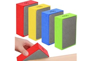 FuxFuis 4 PCS Tampons de Polissage à la Main, Tampons de Polissage Diamant, Éponge de Ponçage Carrelage, Cale à Poncer Diamantée Carrelage 60# 100# 200# 400# pour Verre, Béton, Pierre, Granit, Marbre