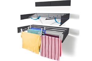 Step Up Wäscheständer - wandmontiert - ausziehbar - Wäscheständer klappbar, faltbar für drinnen oder draußen - platzsparendes, kompaktes Design, 25 kg Tragkraft, 6 m Leitung (100 cm - Grau)