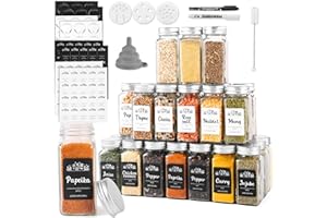 LXUDN Gewürzgläser Eckig mit Streueinsatz 35er Set,Gewürzdosen 120ml Gewürz Organizer - Gewürzstreuer Set - Gewürzbehälter Glas für Gewürzregal mit Bedruckte Etiketten - Gewürzglas Spice Jars