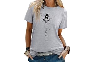 Dresswel Women Bee Kind T-Shirt Ladies Bee Graphic Shirt Crew Neck Short Sleeve Summer Tee Tops