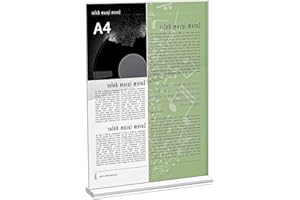 YOOSSO Stojak na stół, format A4, akrylowy stojak w kształcie litery T, dwustronny stojak reklamowy, na karty menu, wesele, do restauracji (21 x 29,7 cm)