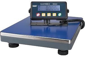 G&G PSE75kg/ paketvåg plattformsvåg, robust 38 × 32 cm vägningsyta av gjuten aluminium, justerbara fötter, digital våg industrivåg/batteridrift möjlig