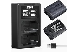 BTECH NP-FZ100 Akkus 2600mAh mit USB-C-Schnellladegerät, Kompatibel mit Sony Alpha 7 III/IV, A7R III–V, A7C, A7S III, A9-Serie, A6600/A6700, FX3/FX30 – Komplettes Kamera-Ladeset für Reisen & Studio