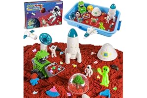 KNASON Arena Juguetes Mágica de Espacio Exterior,Arena Sand Cinetica con Arenas,Extraterrestre Brillante y Gemas,Caja de Arenas con Tapa,Sand para Arenero Regalo para Niños de 3 a 8 Años
