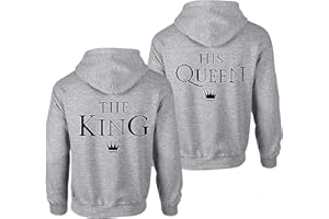 Couples Shop Herren Damen Partner King Queen Pullover Fun-Look Paare Hoodie mit Spruch Aufdruck