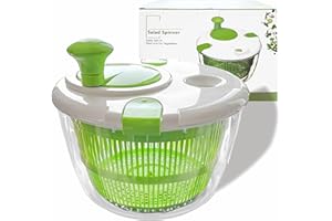 KMAKII Salad Spinner - Salad Washer, 5L Salad Dryer Salad Spinners with Vegetable Washing Basket, Household Fruit Dehydrator Drainer, Manual Salad Washer for Kitchen,Green